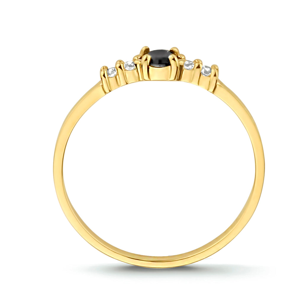 Ring zwart en wit zirkonia 14k geelgoud