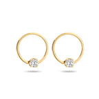 Oorknoppen rondje zirkonia 14k geelgoud