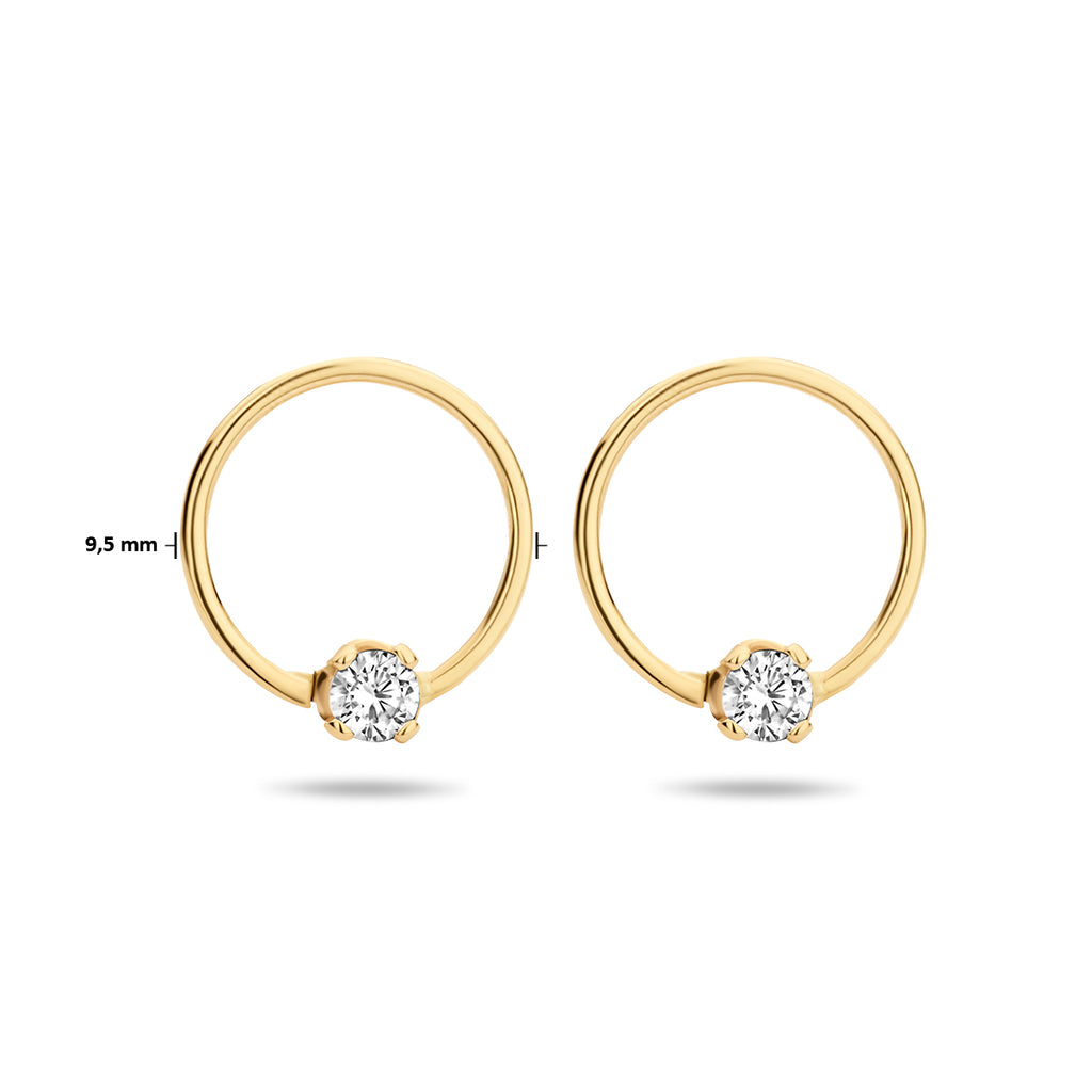 Oorknoppen rondje zirkonia 14k geelgoud