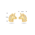 Oorknoppen eenhoorn zirkonia 14k geelgoud