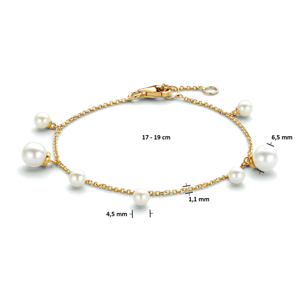Armband parel 17 - 19 cm 14k geelgoud
