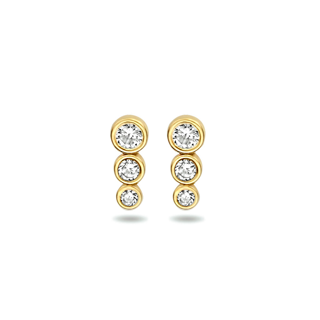 Oorknoppen zirkonia 14k geelgoud