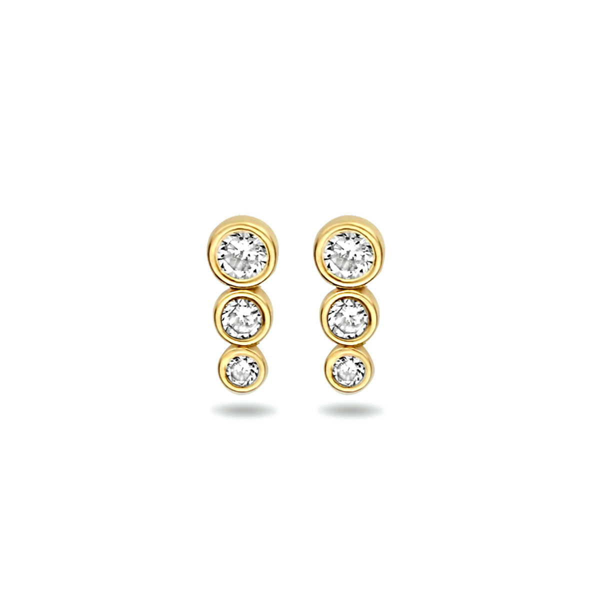 Oorknoppen zirkonia 14k geelgoud