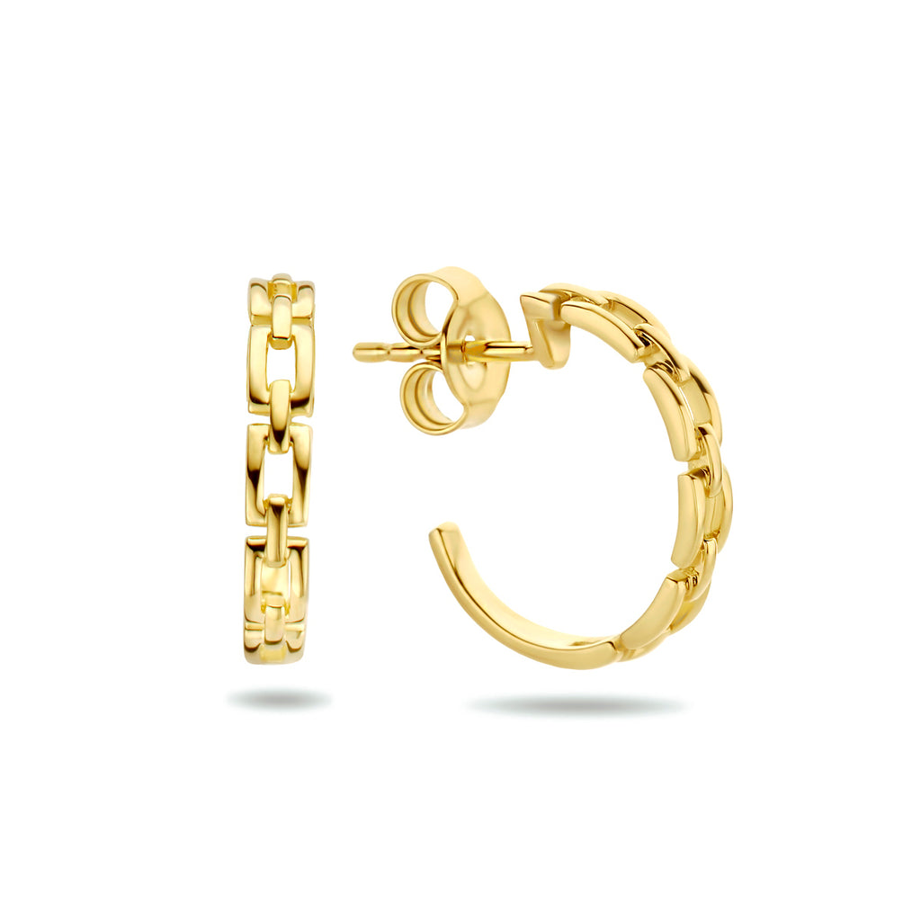Stekeroorringen schakel 14k geelgoud