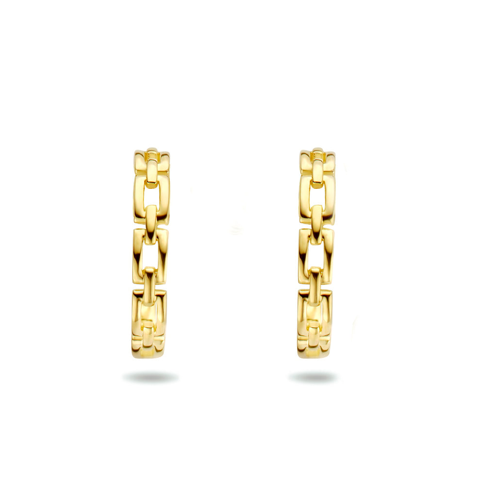 Stekeroorringen schakel 14k geelgoud