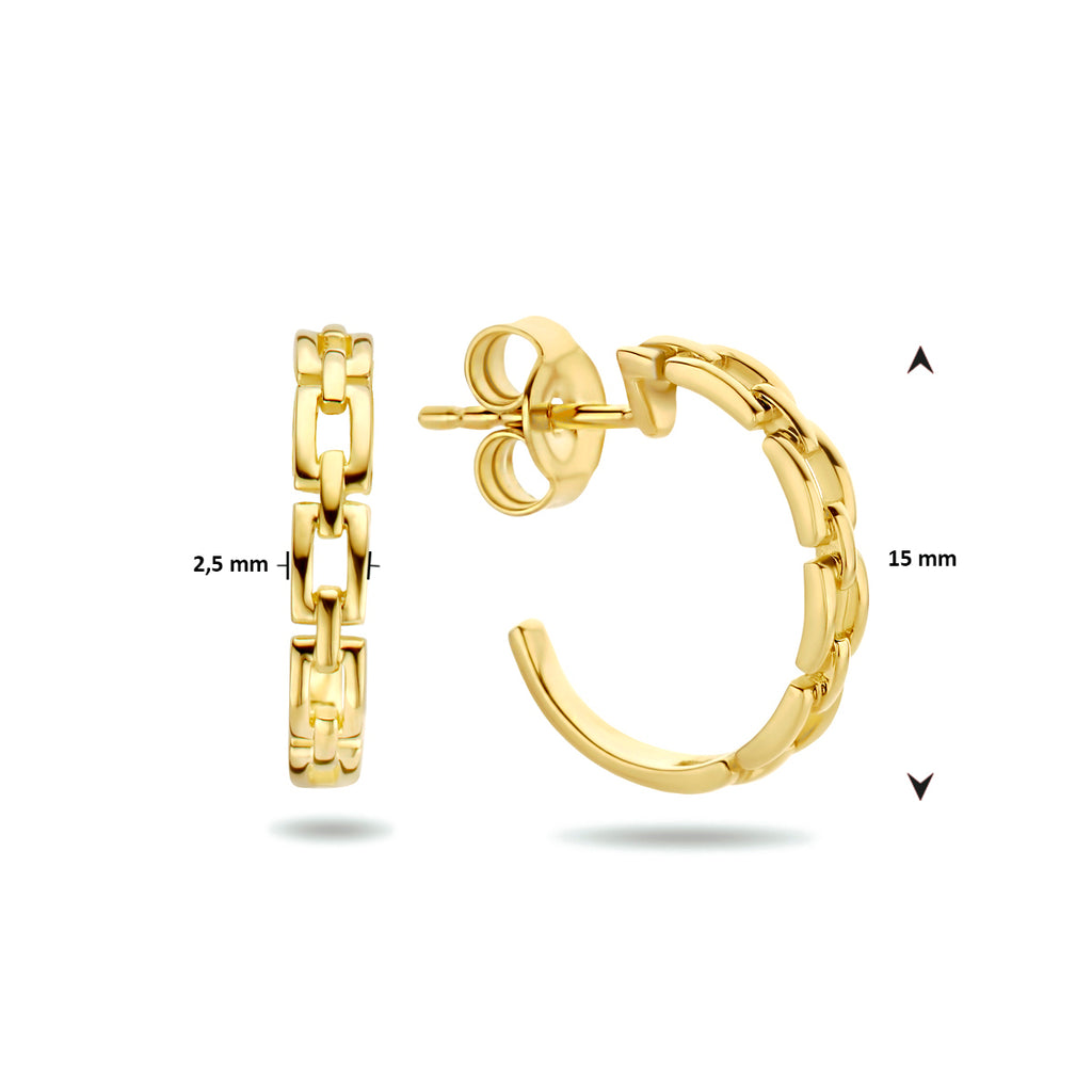 Stekeroorringen schakel 14k geelgoud