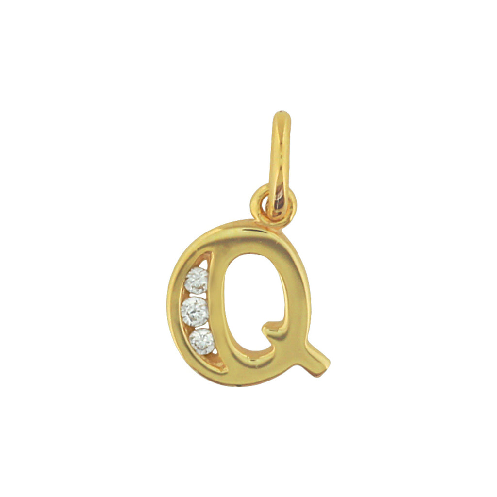 Hanger letter zirkonia 14k geelgoud