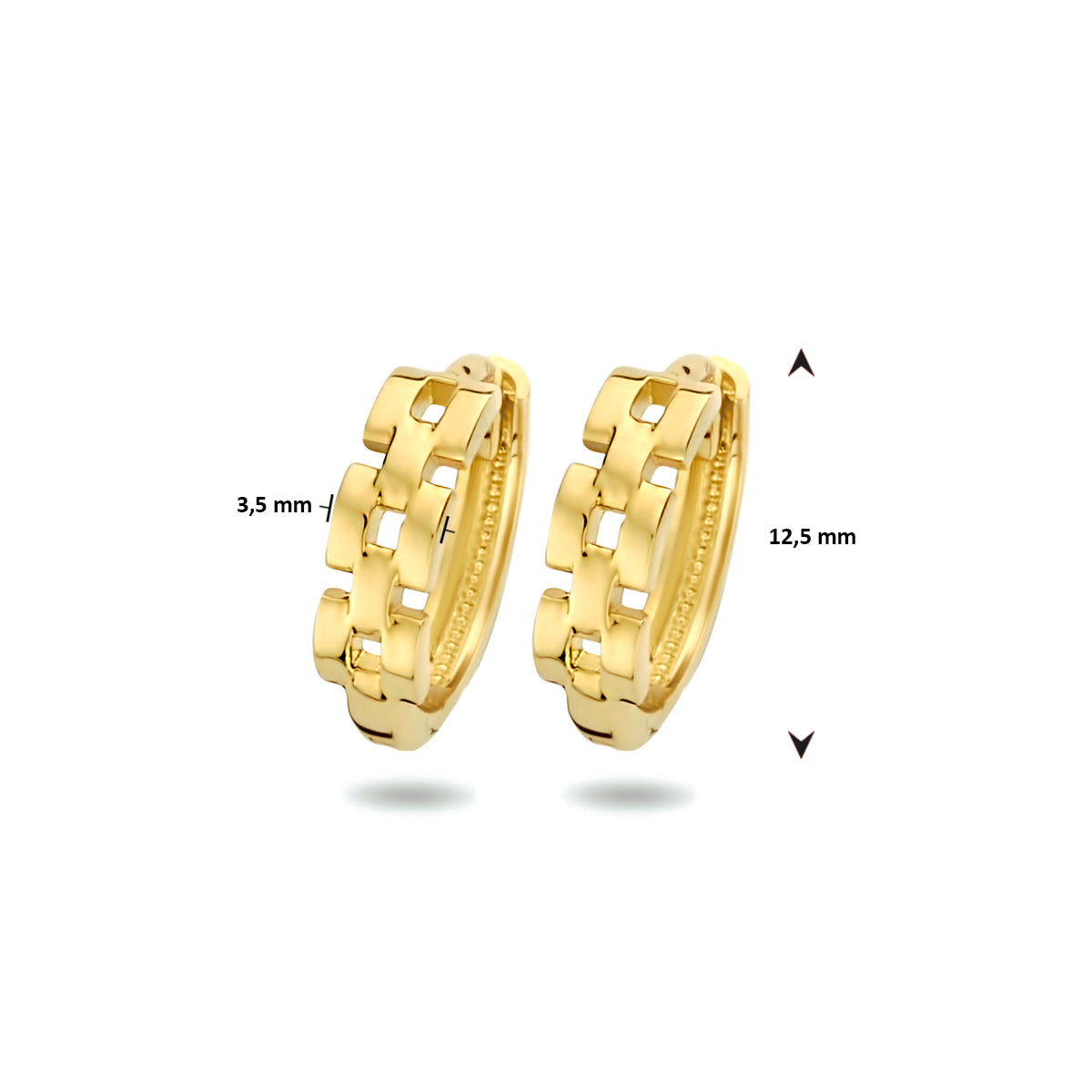 Klapoorringen schakelmotief 14k geelgoud