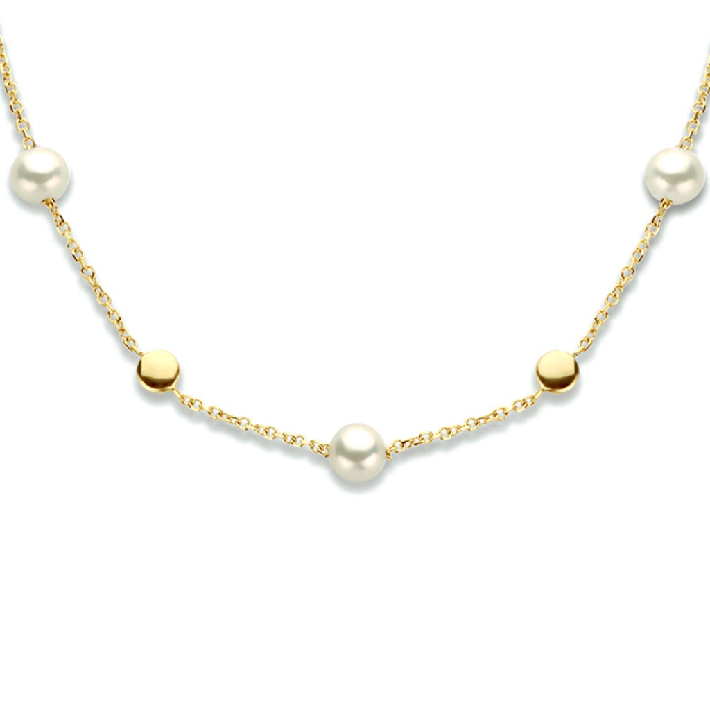 Collier parels 42 + 3 cm 14k geelgoud