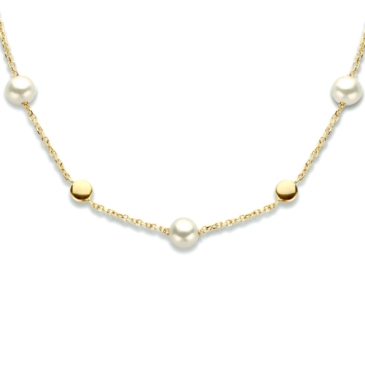 Collier parels 42 + 3 cm 14k geelgoud