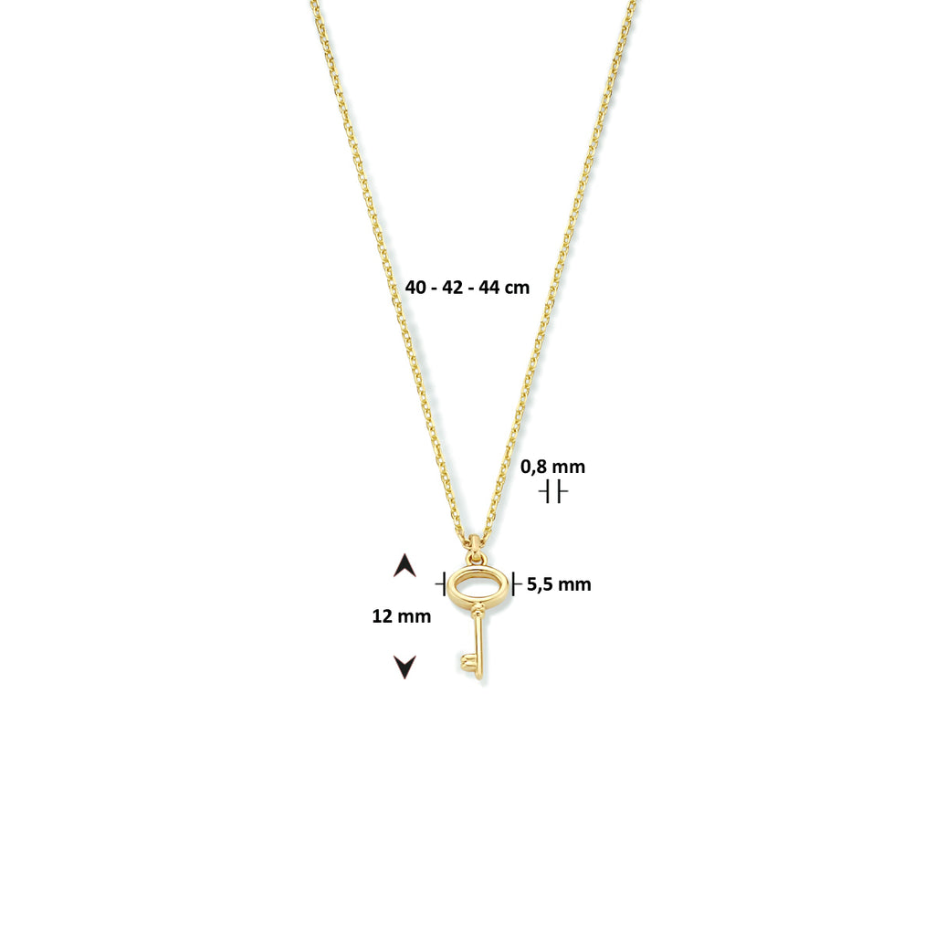 Collier sleutel 40 - 42 - 44 cm 14k geelgoud