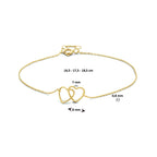 Armband hartjes 16,5 - 17,5 - 18,5 cm 14k geelgoud