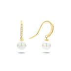 Oorhangers parel en zirkonia franse haak 14k geelgoud