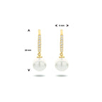 Oorhangers parel en zirkonia franse haak 14k geelgoud