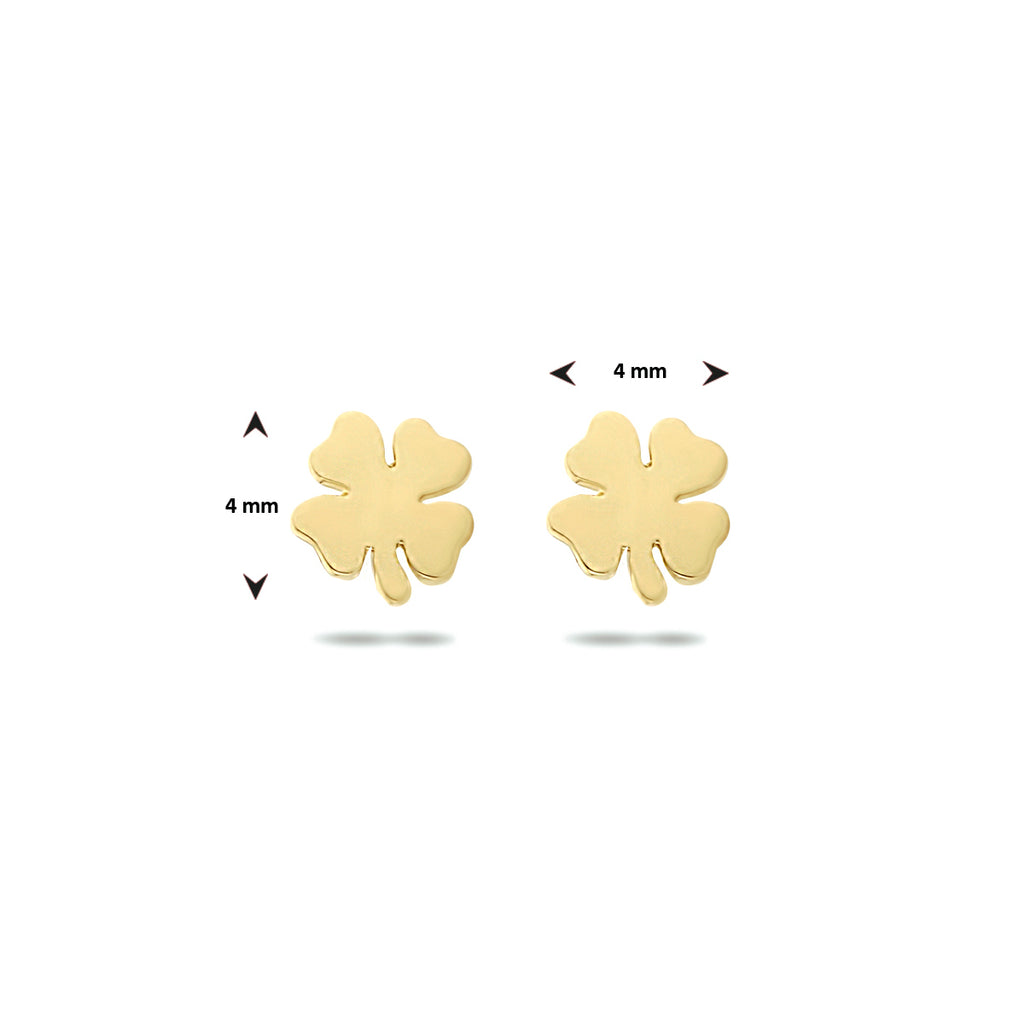 Oorknoppen klaver 14k geelgoud