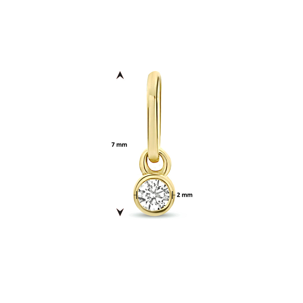 Hanger rond zirkonia 14k geelgoud