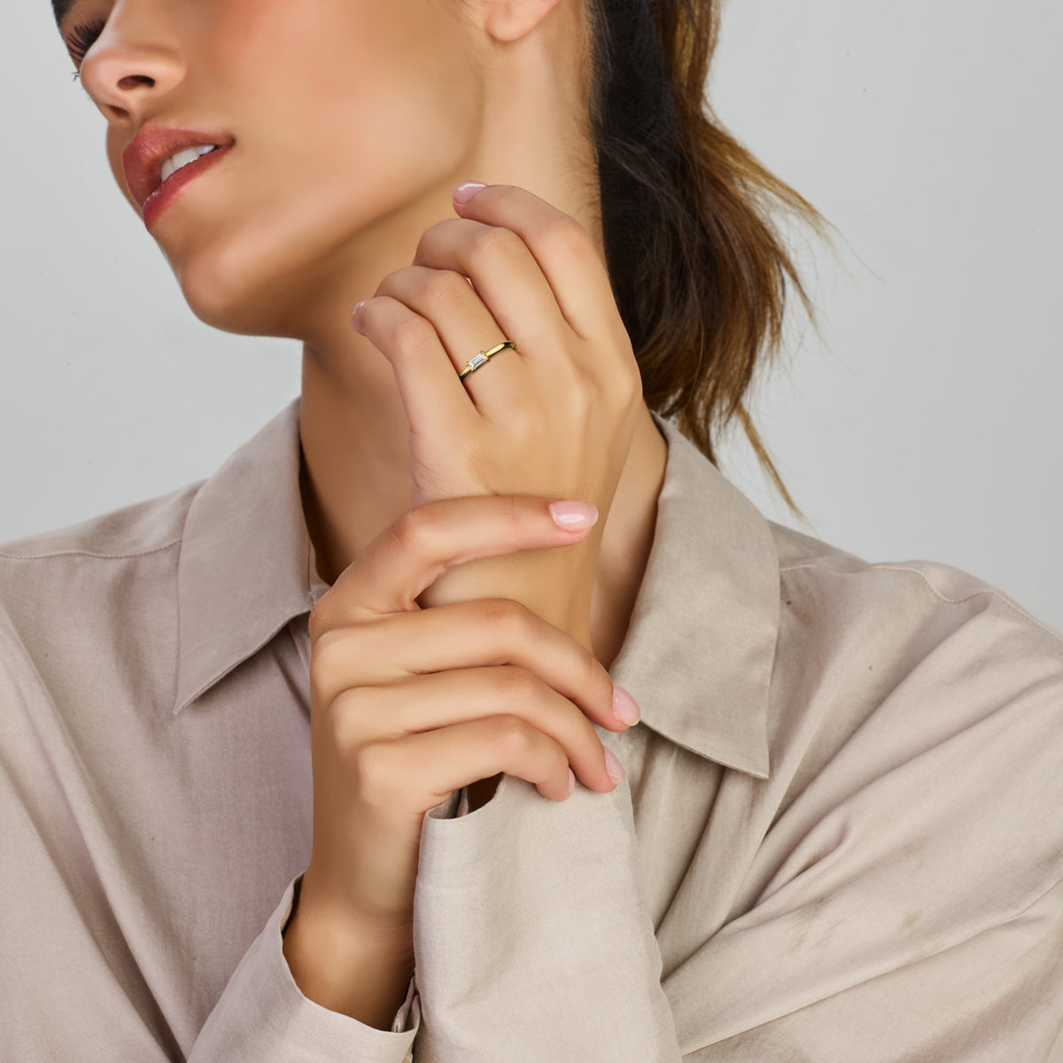 Ring zirkonia 14k geelgoud