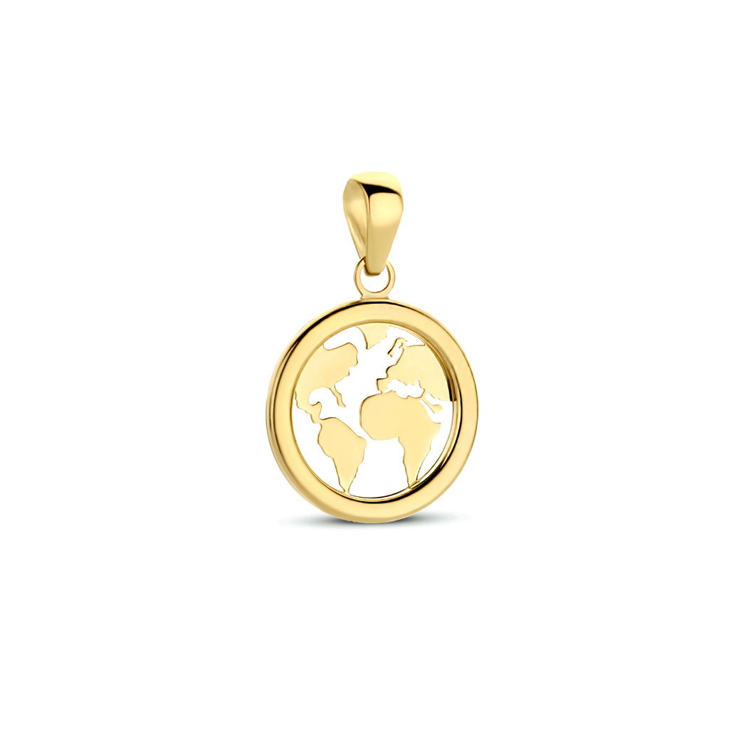 Hanger wereldbol 14k geelgoud