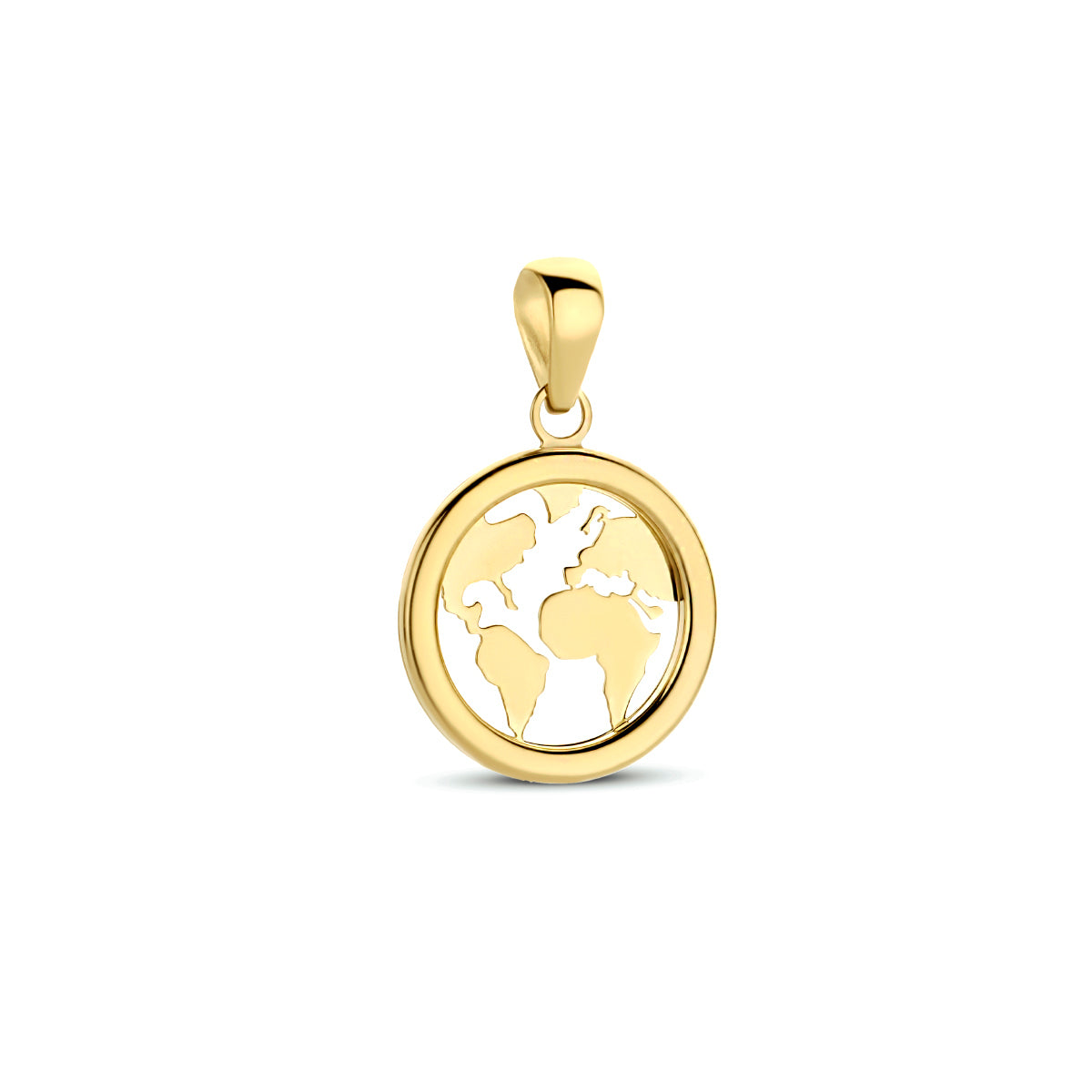 Hanger wereldbol 14k geelgoud