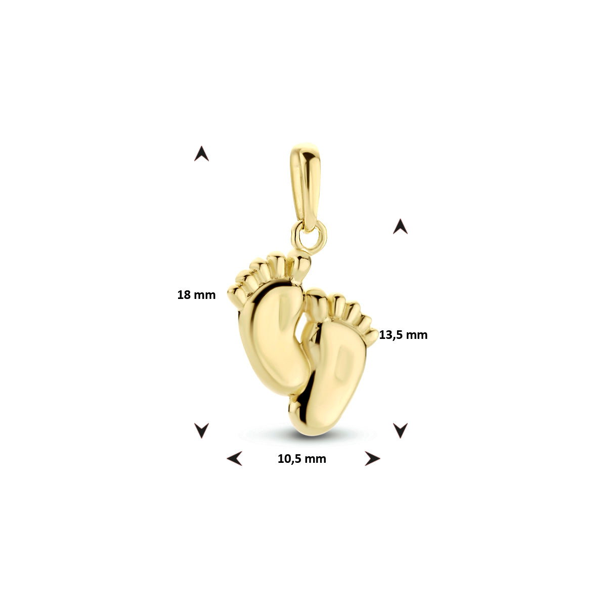 Hanger  baby voetjes 14k geelgoud