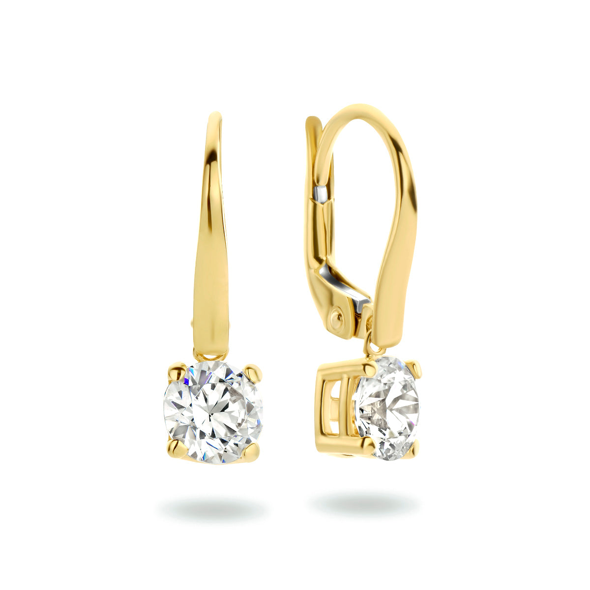 Oorhangers zirkonia brisur haak 14k geelgoud