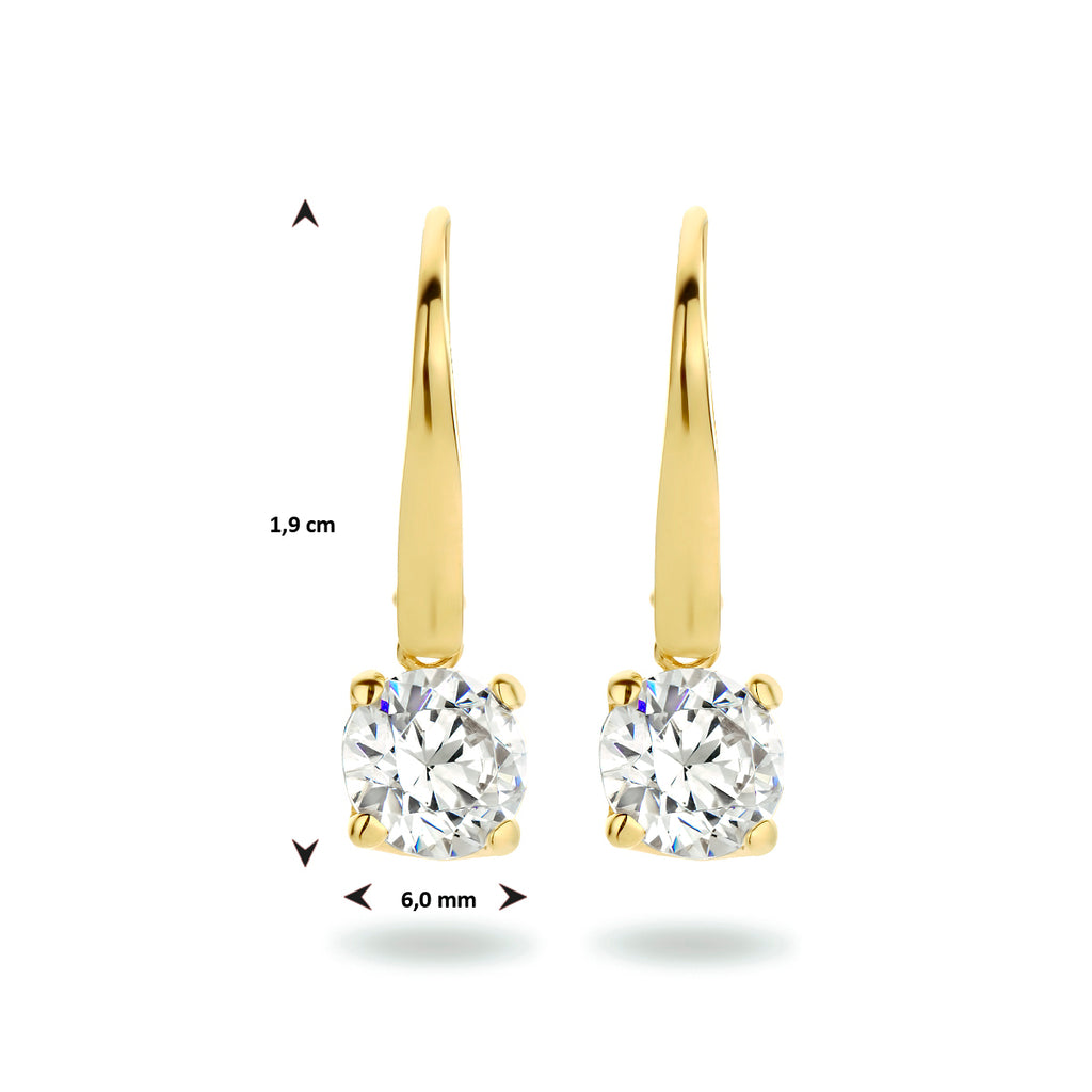Oorhangers zirkonia brisur haak 14k geelgoud