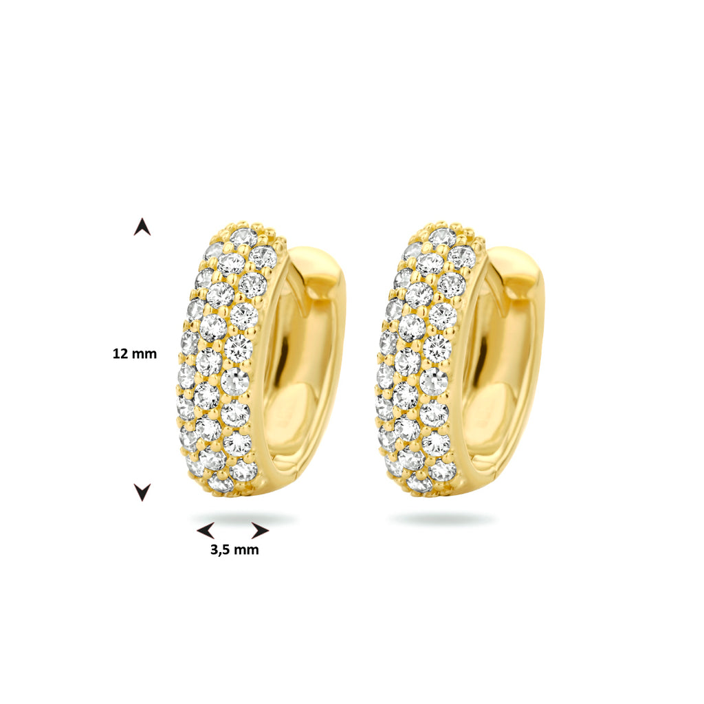 Klapoorringen zirkonia 14k geelgoud