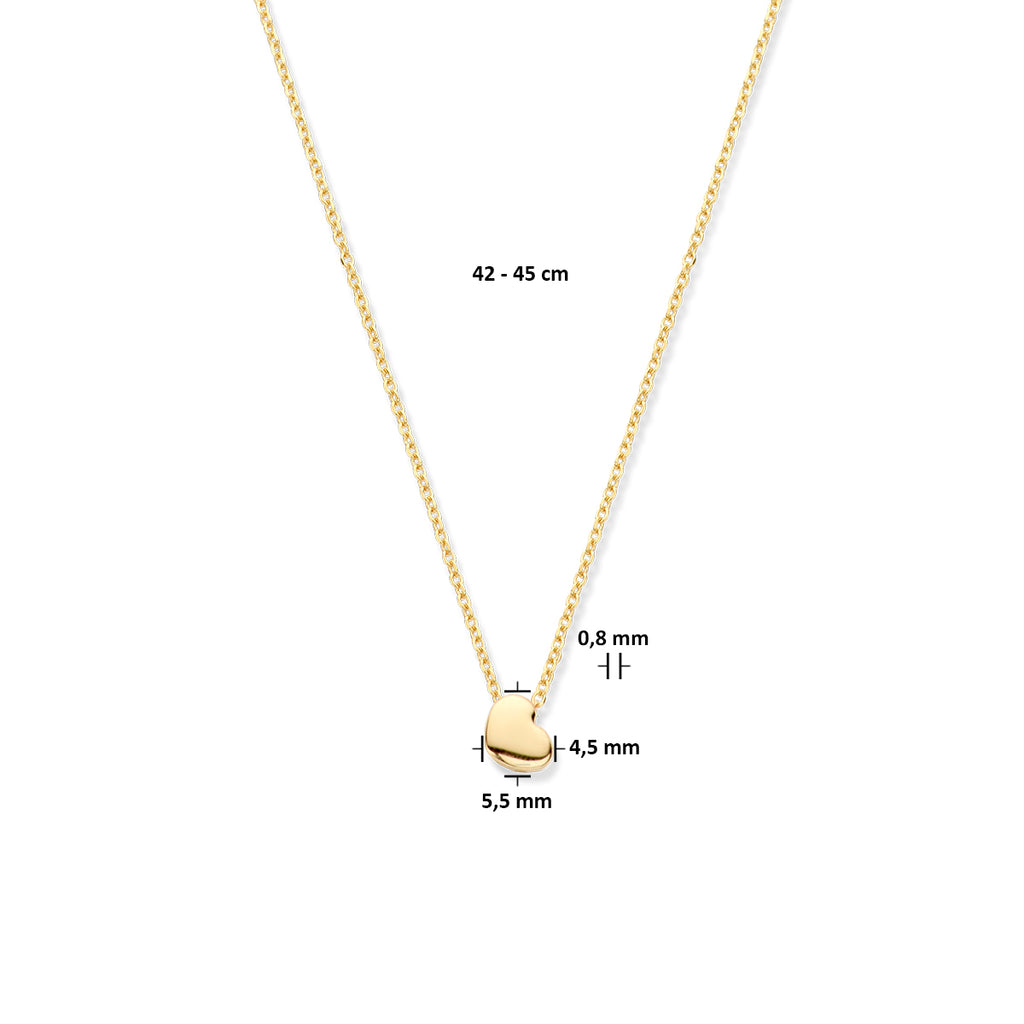 Collier hart 42 - 45 cm 14k geelgoud