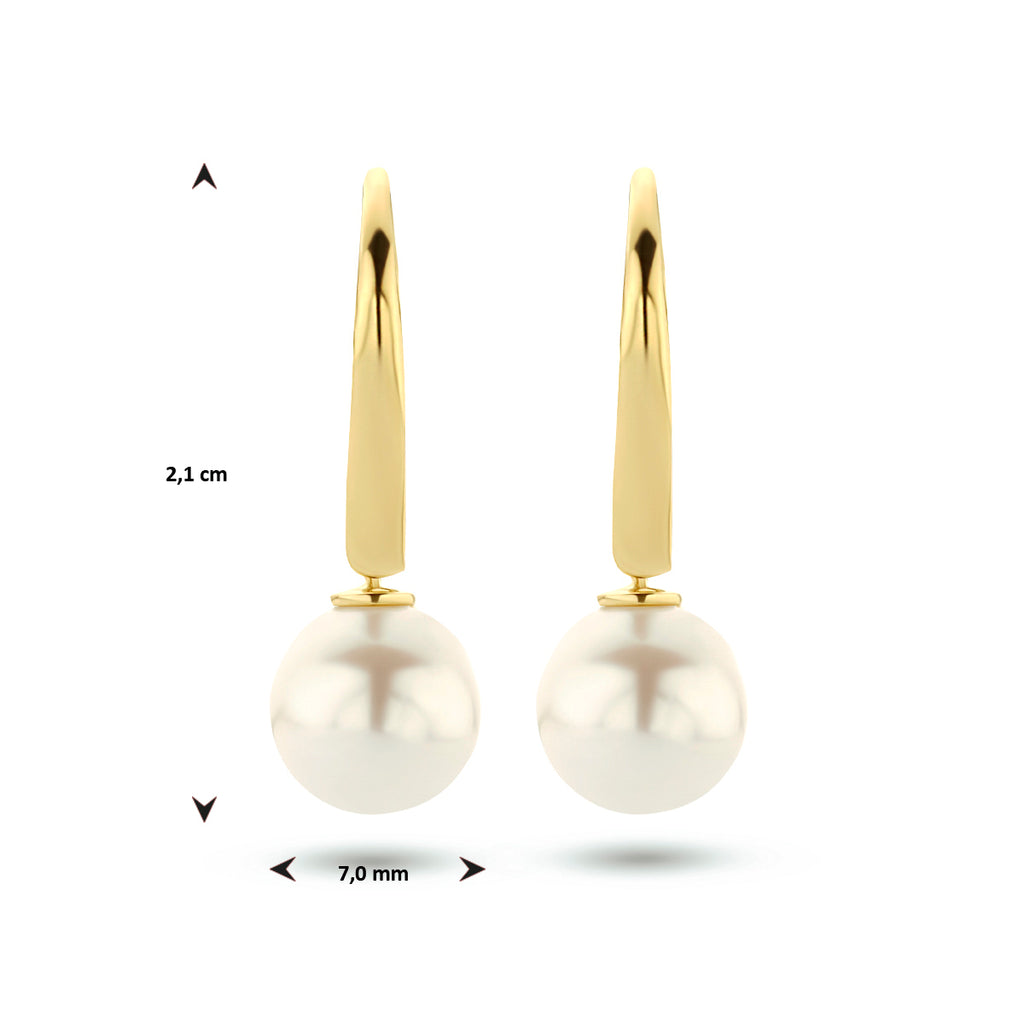 Oorhangers parel brisur haak 14k geelgoud