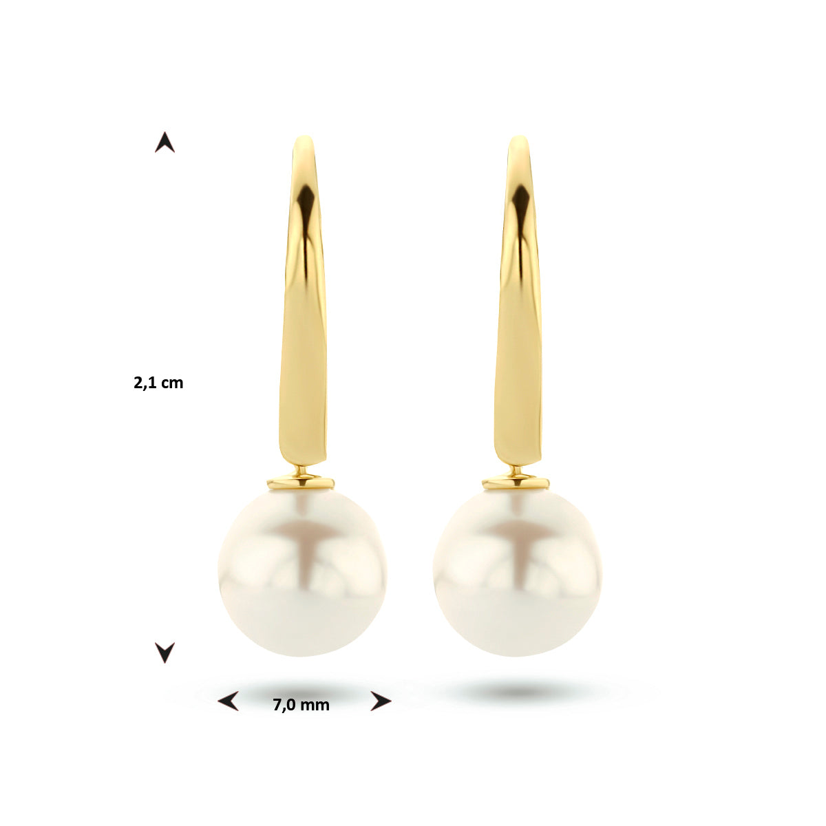 Oorhangers parel brisur haak 14k geelgoud