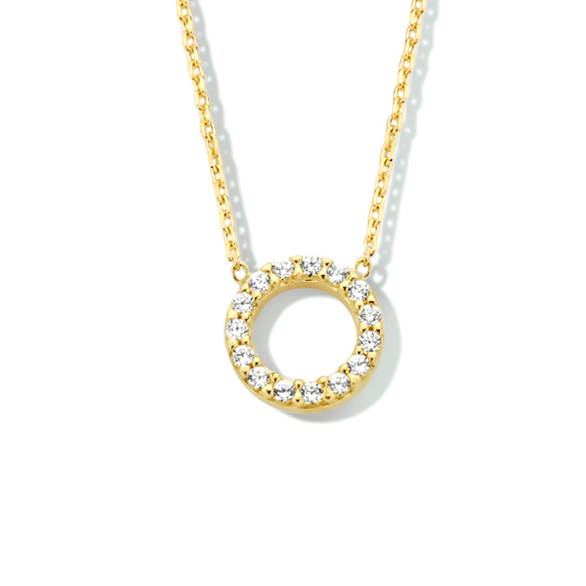 Collier rond zirkonia 42 - 45 cm 14k geelgoud