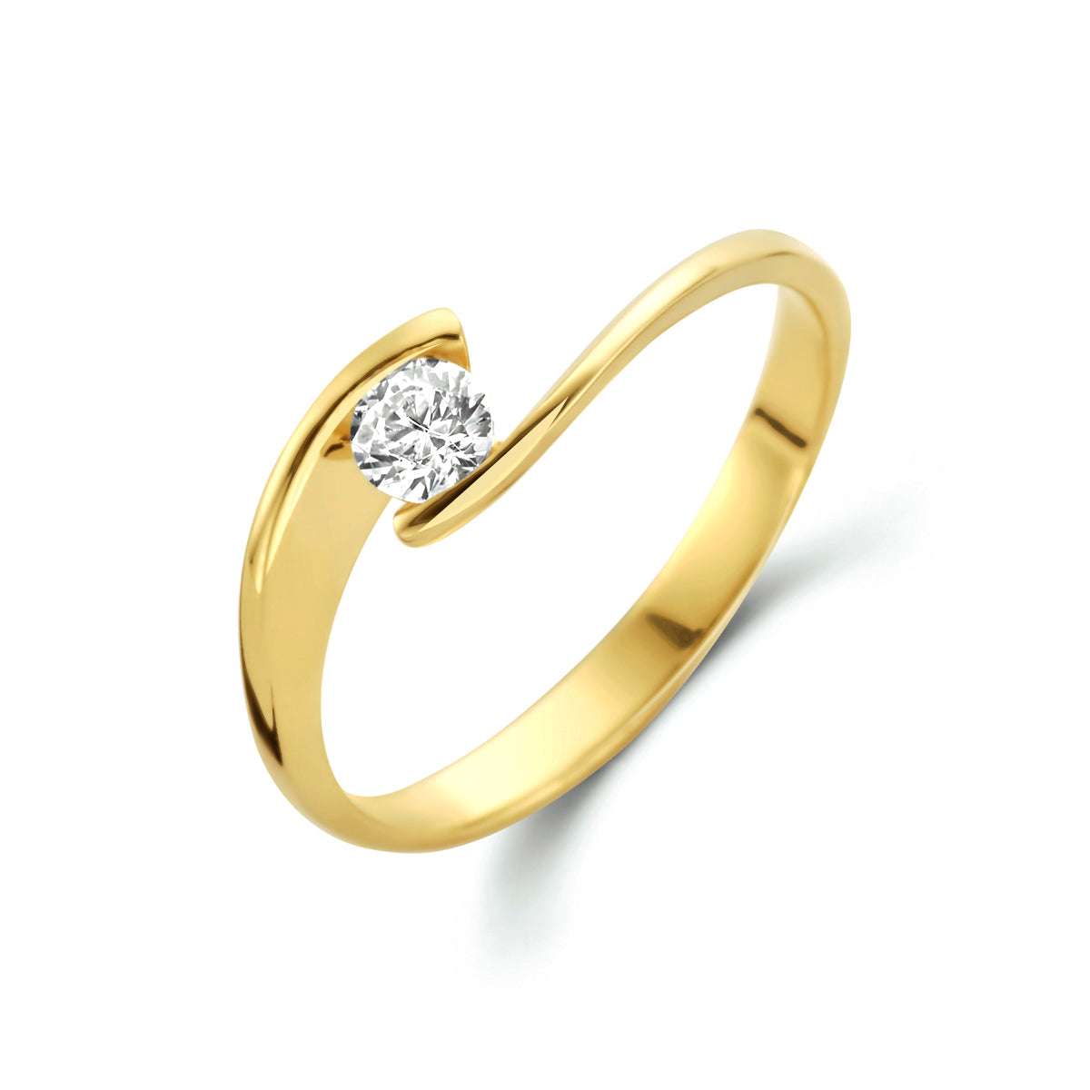 Ring zirkonia 14k geelgoud