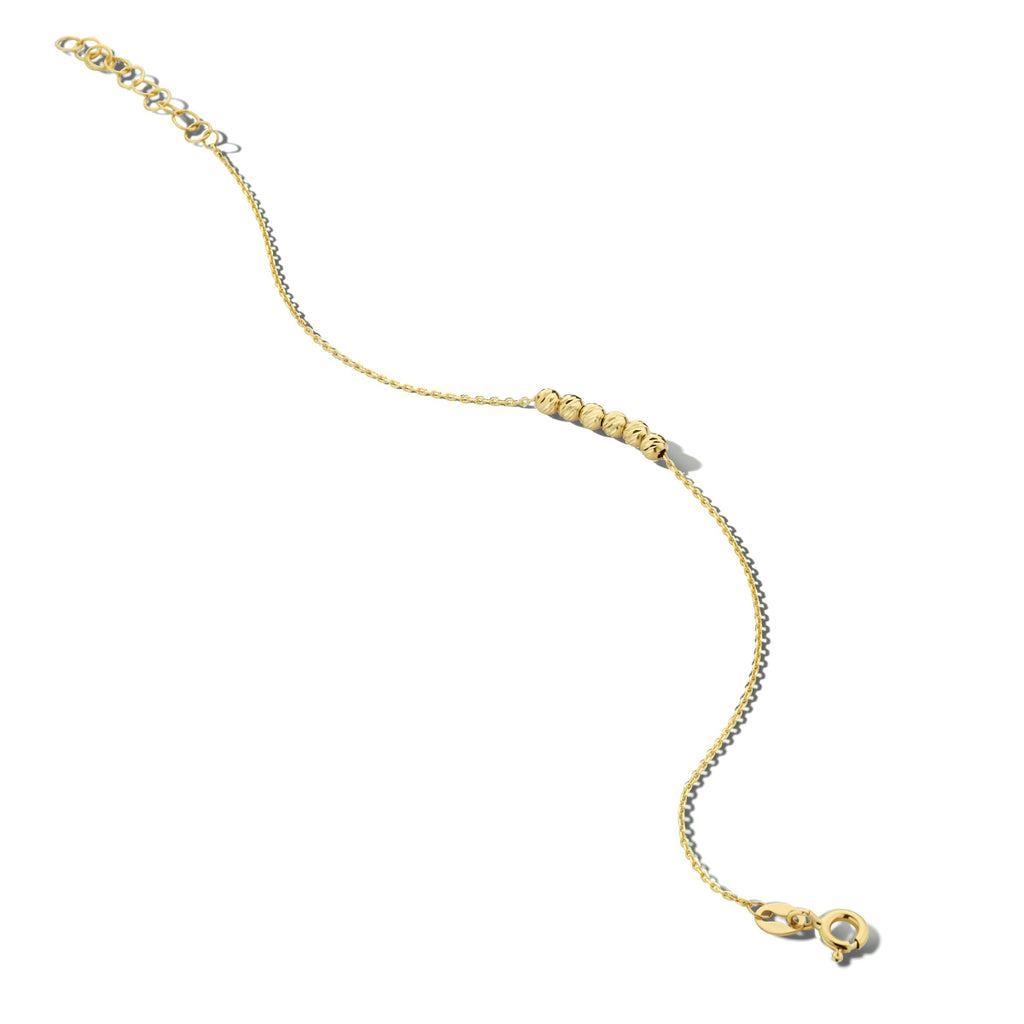 Armband bolletjes gediamanteerd 16 + 3 cm 14k geelgoud