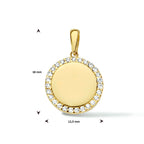 Graveerhanger rond zirkonia 14k geelgoud