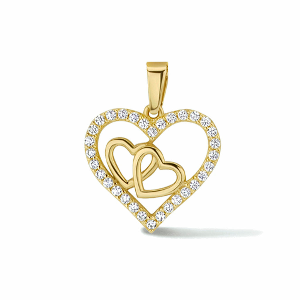 Hanger hart zirkonia 14k geelgoud