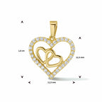 Hanger hart zirkonia 14k geelgoud