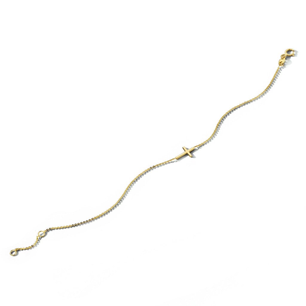 Armband kruis 16,5 + 2 cm 14k geelgoud