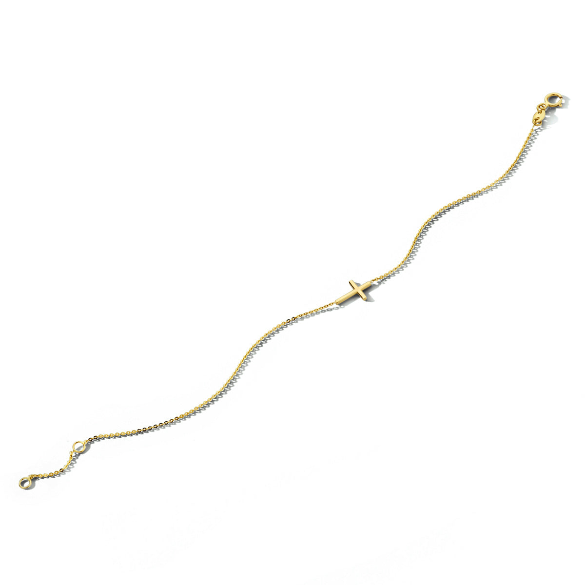 Armband kruis 16,5 + 2 cm 14k geelgoud