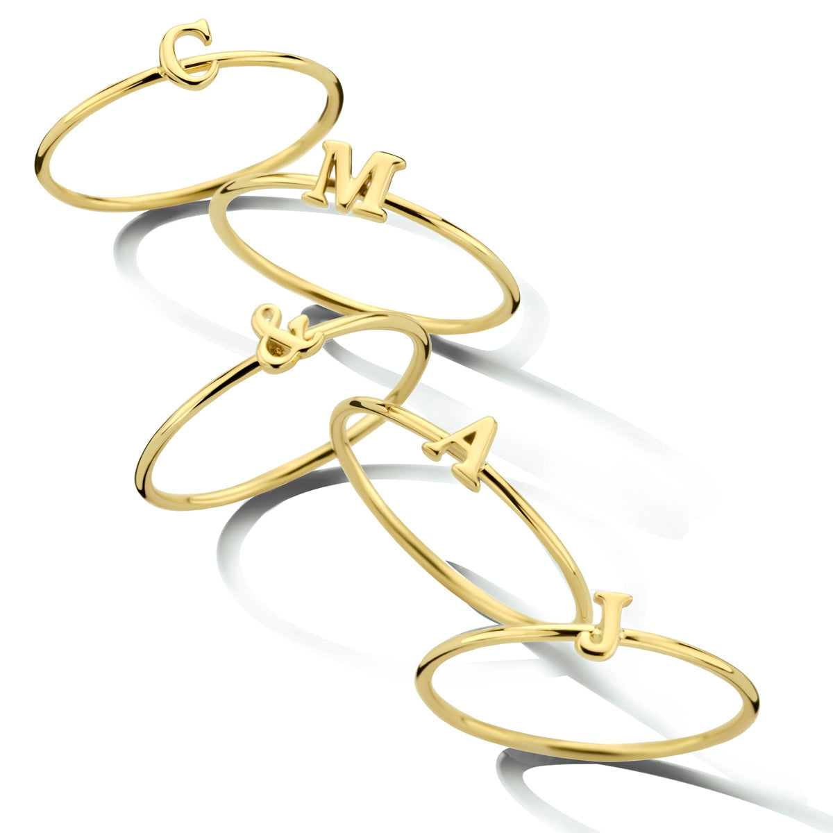 Aanschuifring letter c 14k geelgoud