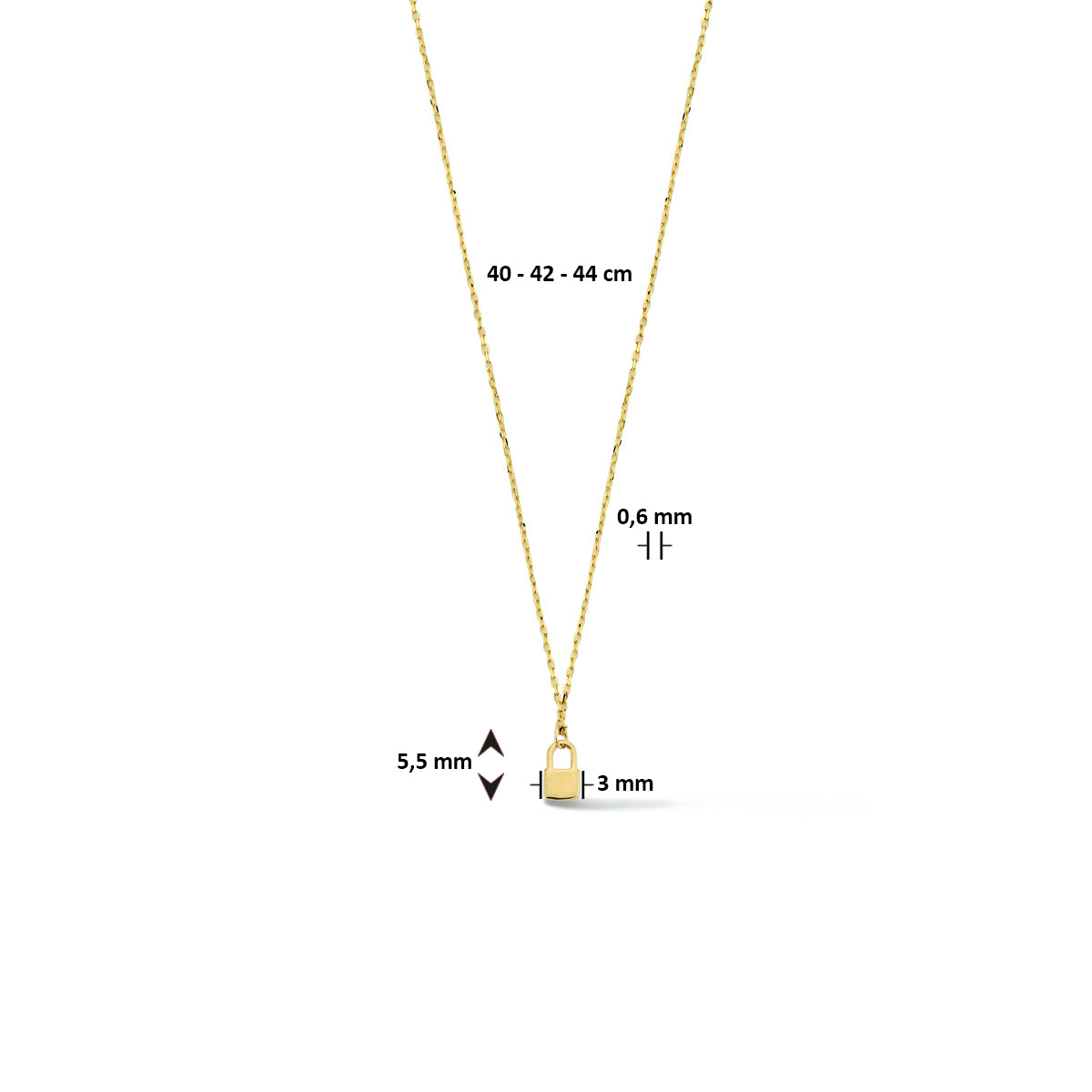 Collier slotje 40 - 42 - 44 cm 14k geelgoud