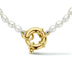 Collier parel 41 cm met groot springslot 14k geelgoud
