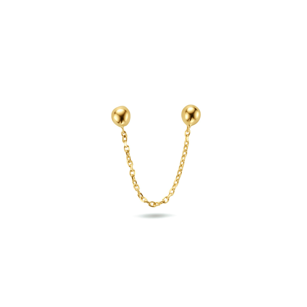 Dubbele oorknop bolletjes 14k geelgoud