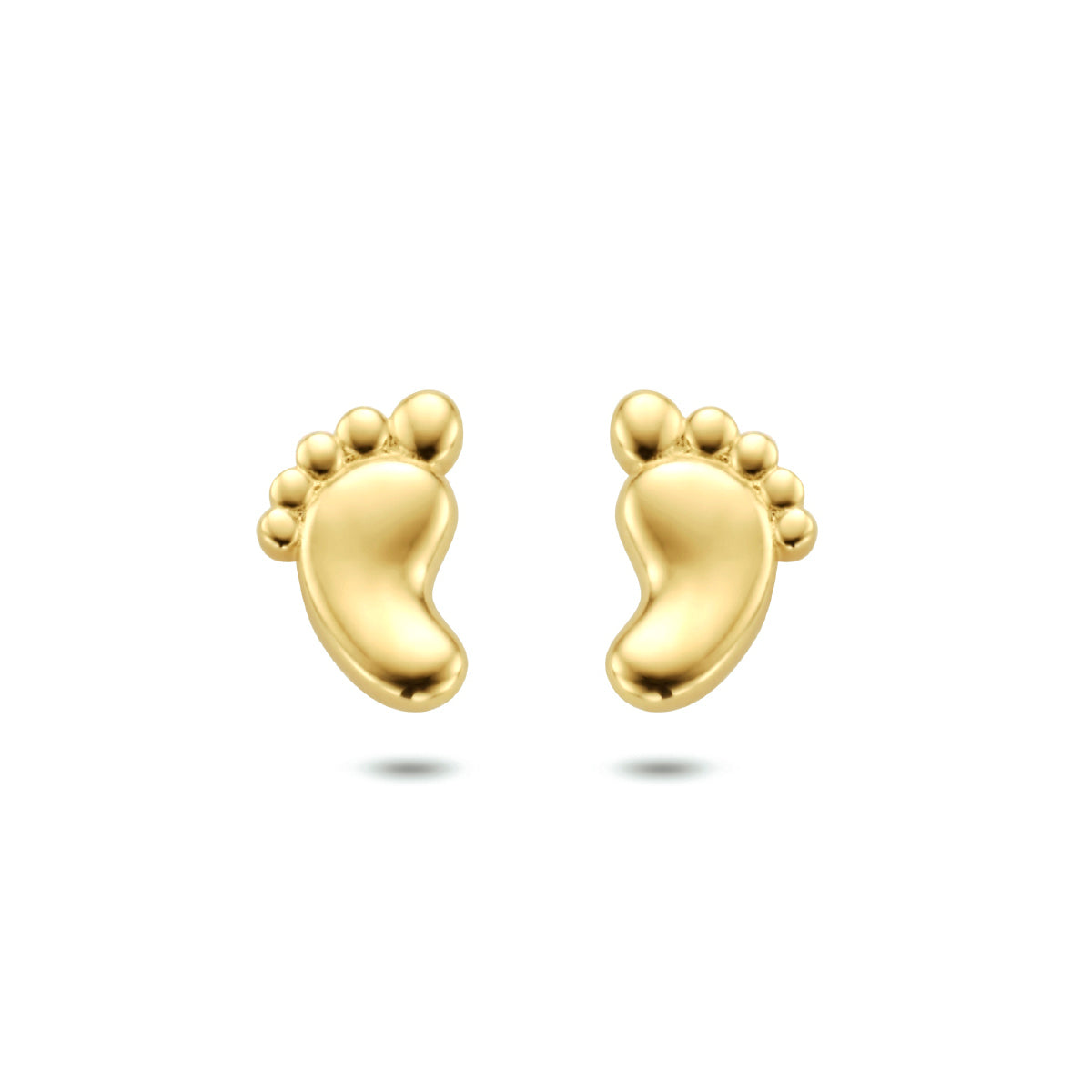 Oorknoppen voetjes 14k geelgoud