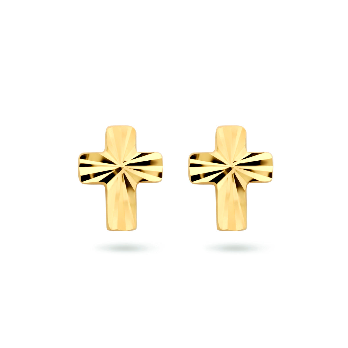 Oorknoppen kruis gediamanteerd 14k geelgoud