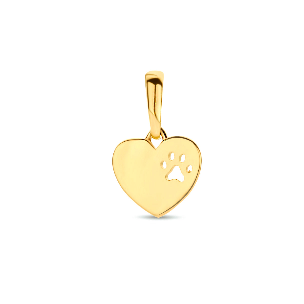 Graveerhanger hart hondenpoot 14k geelgoud