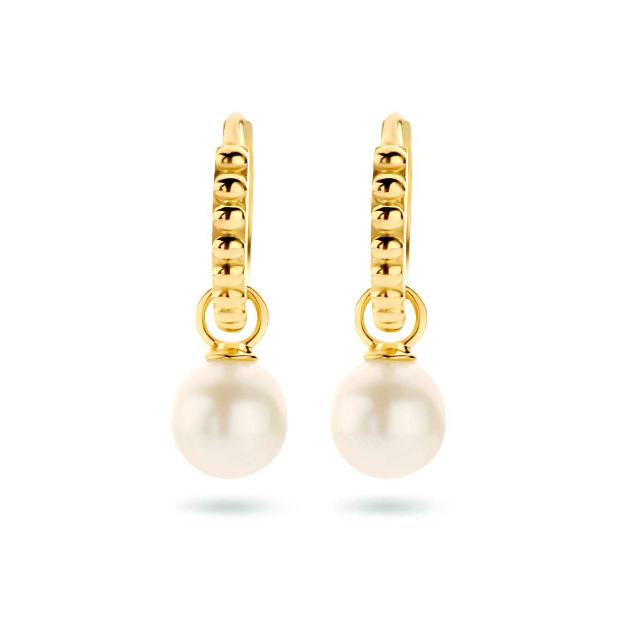 Klapoorringen parel 14k geelgoud