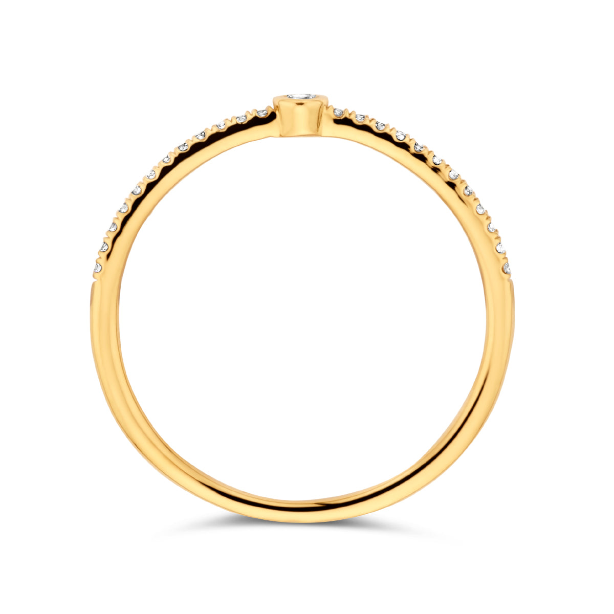 Ring diamant 0.115ct h si 14k geelgoud