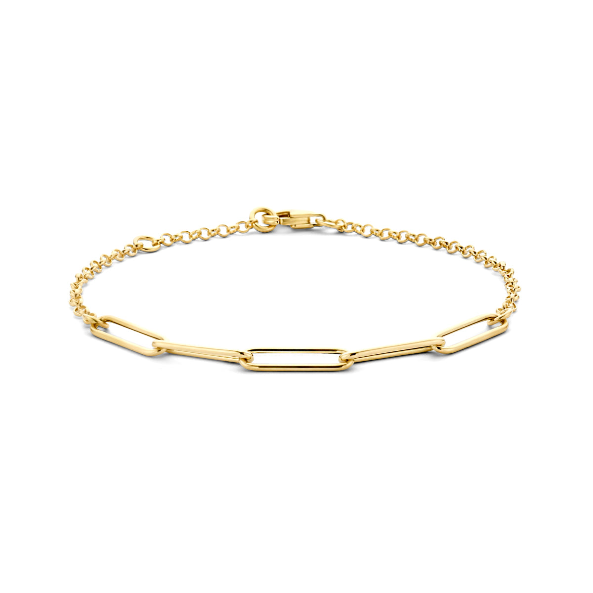 Armband jasseron en paperclip ronde buis 4,0 mm 17 - 19 cm 14k geelgoud