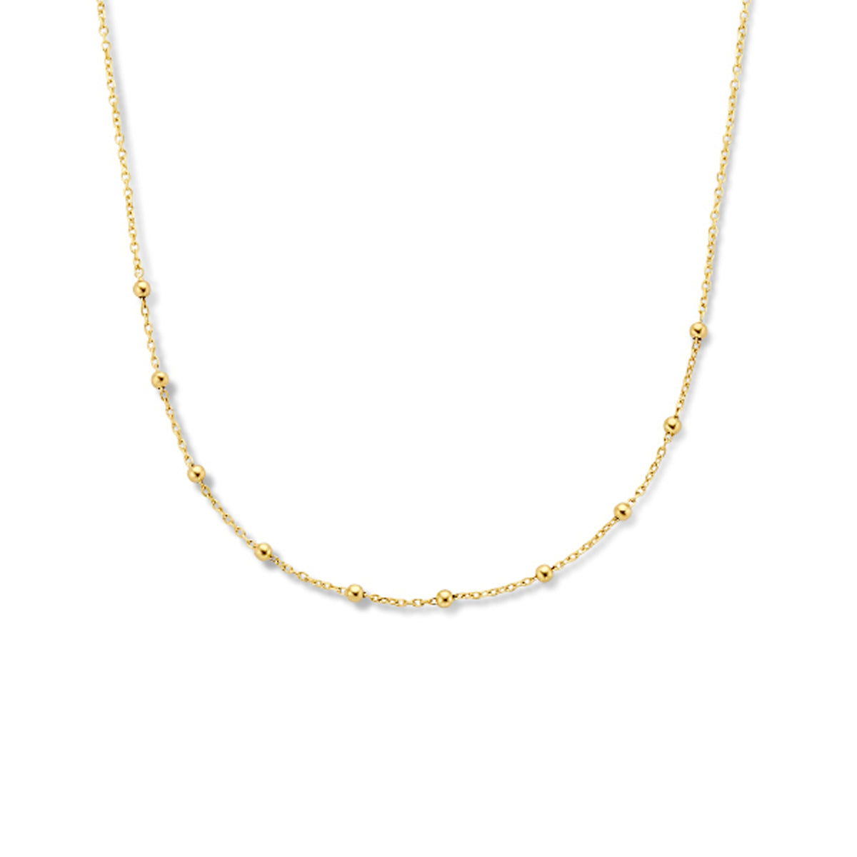 Collier bolletjes 1,1 mm 40,5 - 42,5 - 44,5 cm 14k geelgoud