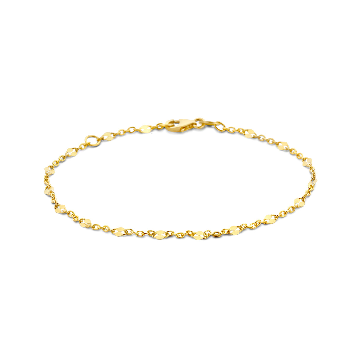 Armband anker met tussenstuk 16 - 18 cm 14k geelgoud